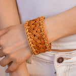Load image into Gallery viewer, Woven Rattan Bangle Open Geometric Hand-Coiled S5P098