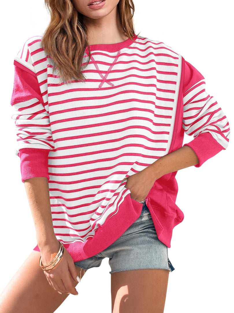 Contrast Stripe Round Sweater Mid Weight Options N5A200