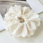 Load image into Gallery viewer, White Lace Trim Continuous Loop Hair Tie S5P420