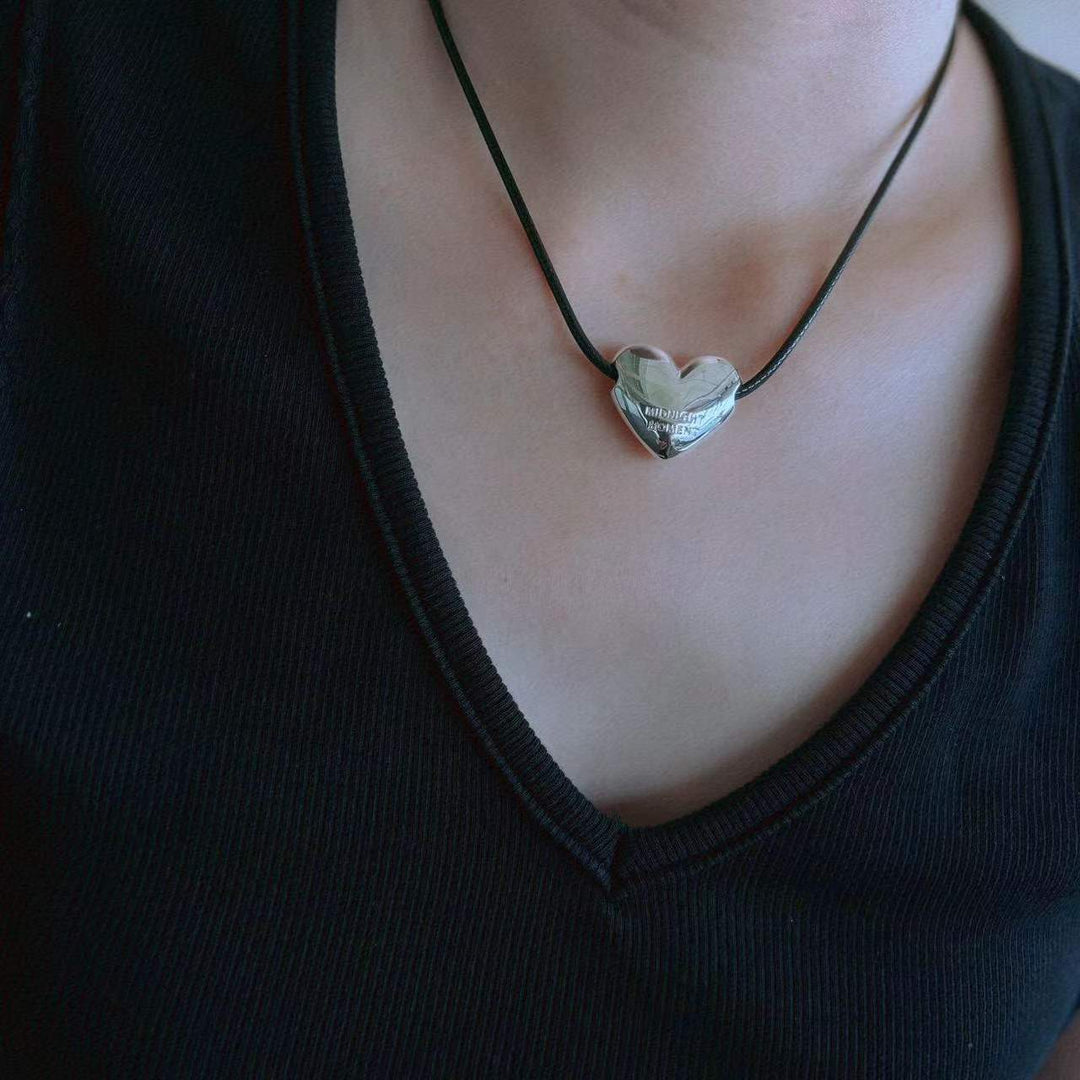 Wax Cord Adjustable Heart Pendant Necklace N6B186
