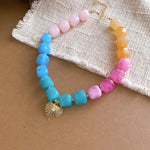 Load image into Gallery viewer, Womens Vintage Marbled Heart Resin Beaded Necklace N6K178