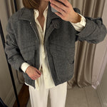 Load image into Gallery viewer, Herringbone Stand Collar Jacket Women N5A353