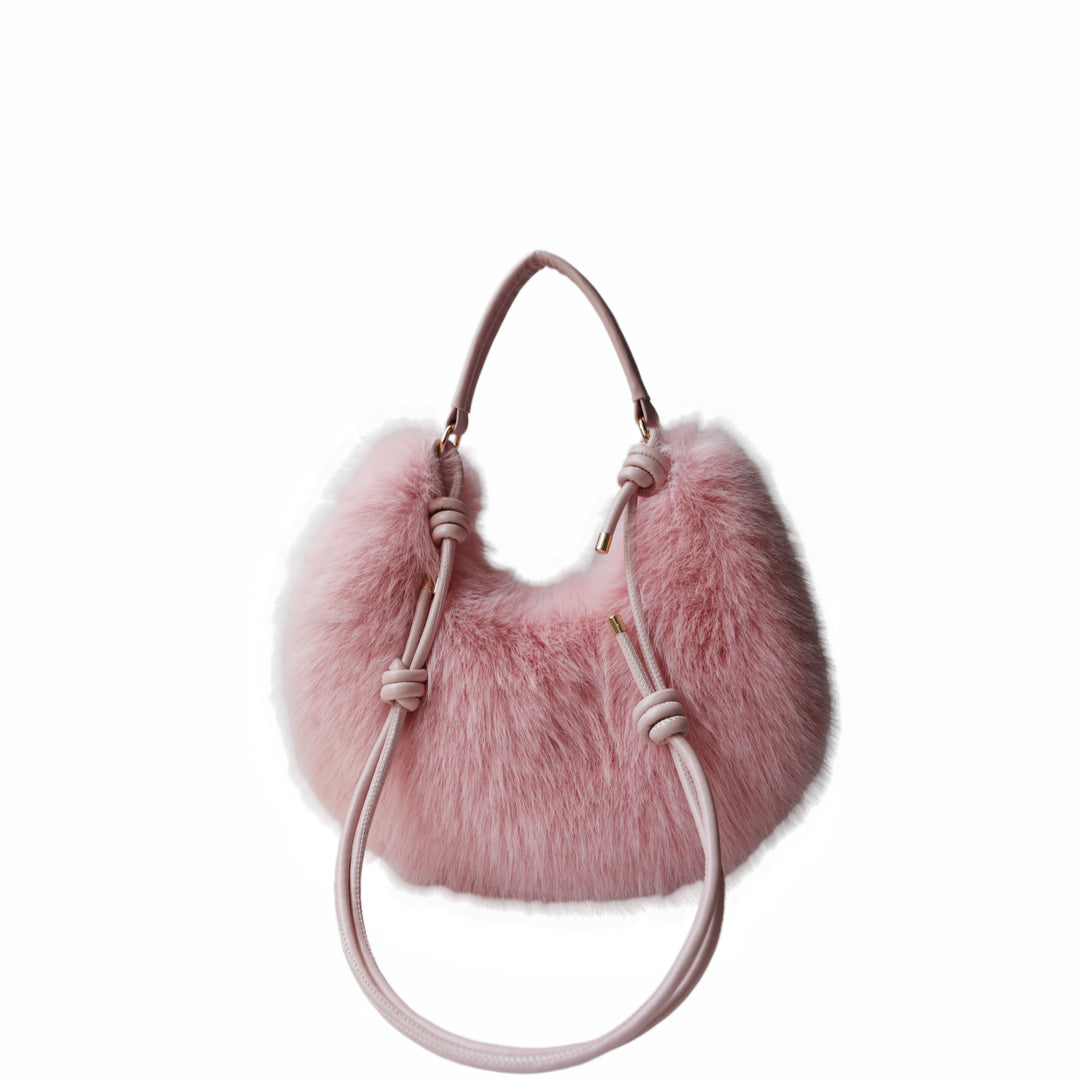 Women's Plush Crescent Shoulder Bag N6J117