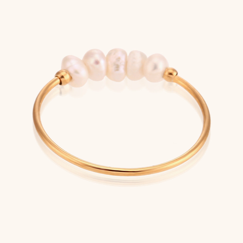 Crushed Freshwater Pearl Ring Stainless Steel N6H180