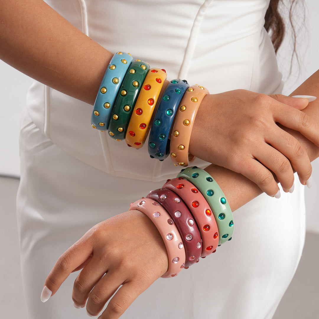 Womens Marbled Round Resin Bracelet N6K147