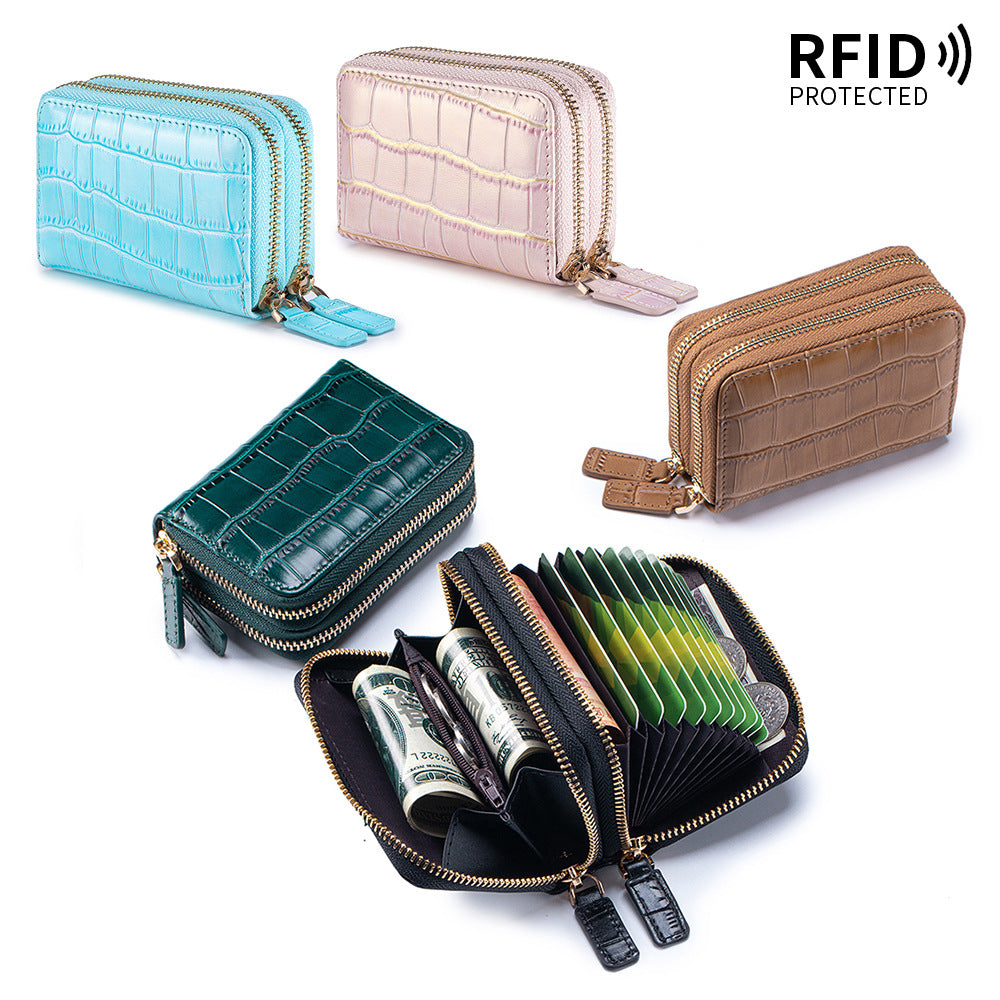 Crocodile Texture RFID Card Holder Zip Around Wallet N6G094