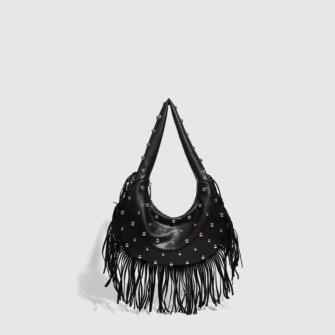 Edgy Fringe Accent Shoulder Bag  S5P465