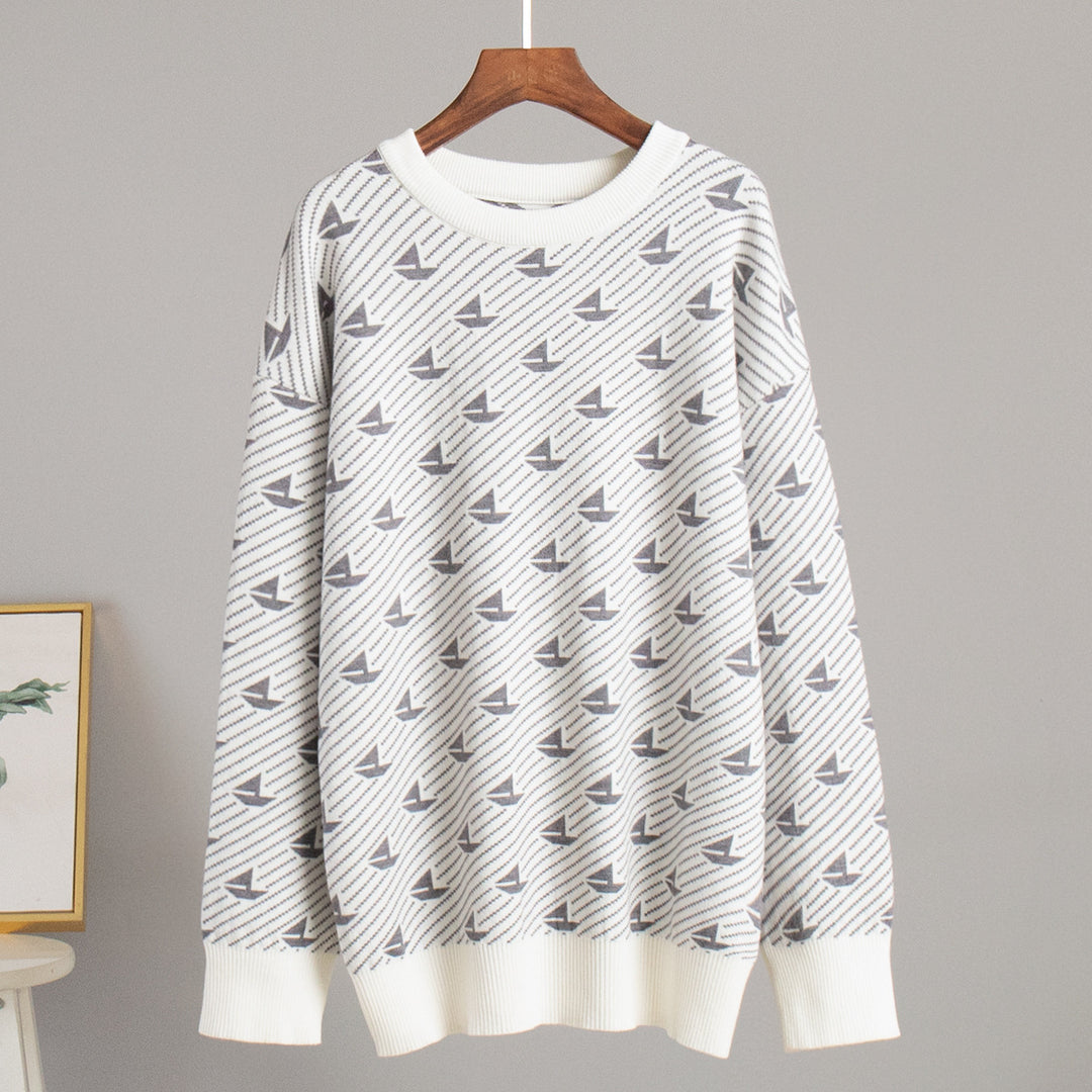 Sailboat Round Sweater Mid Weight Options N5Z846