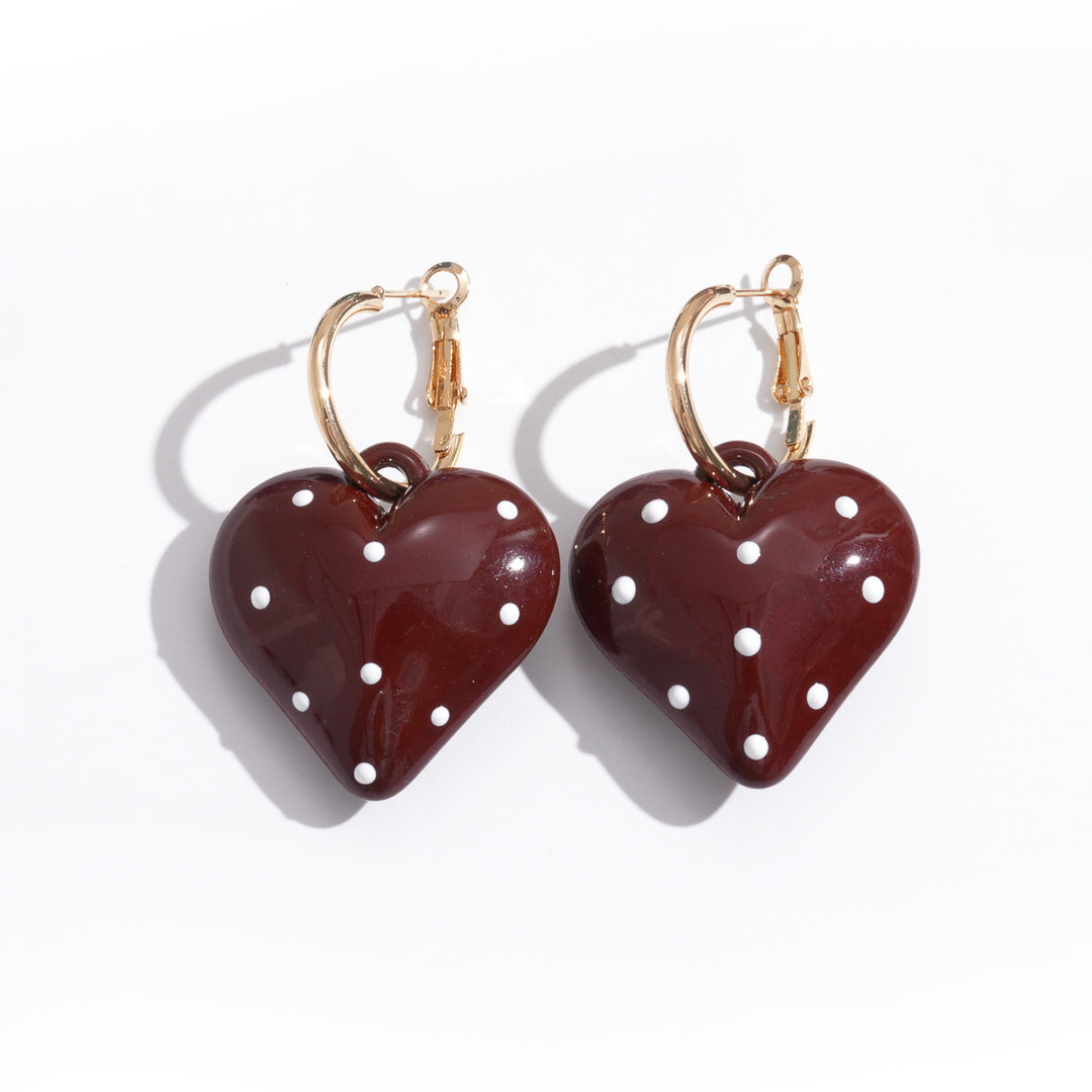 Womens Polka Dot Heart Hoop Earrings N6K158