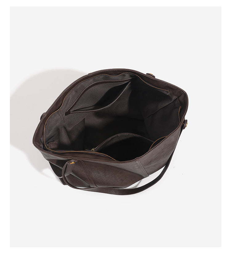 Classic Vintage Stitching Detail PU Leather Tote Bag N6C047