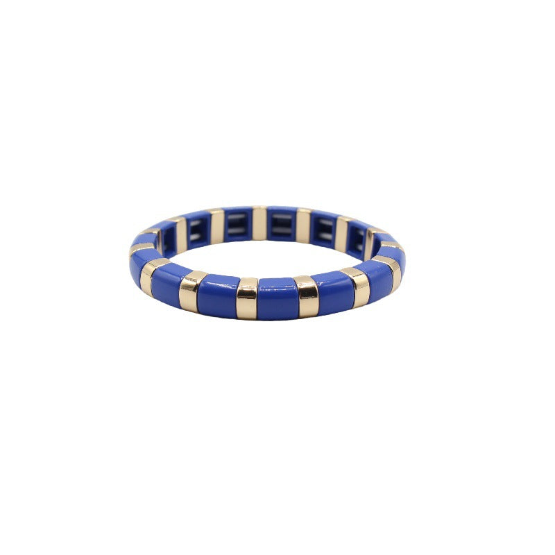 Semi Circle Bead Bangle Alloy Vitreous Enamel S5P266