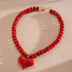 Load image into Gallery viewer, Womens Heart Acrylic Beaded Necklace N6K186