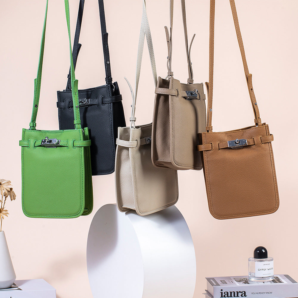 Genuine Leather Crossbody Bag Bucket Shoulder Purse N6F112