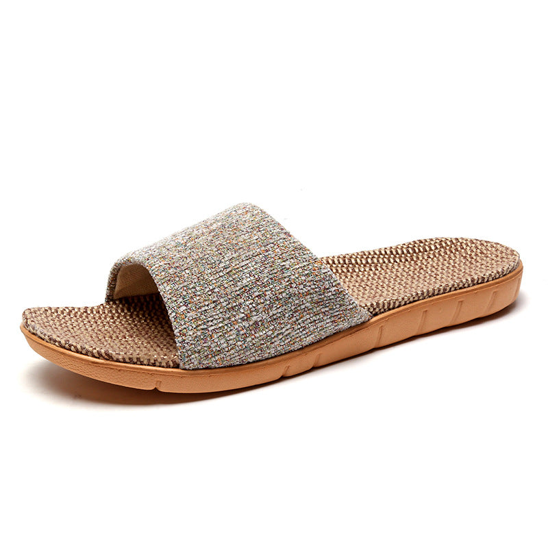 Non Slip Woven Linen Home Slippers Women N6C228
