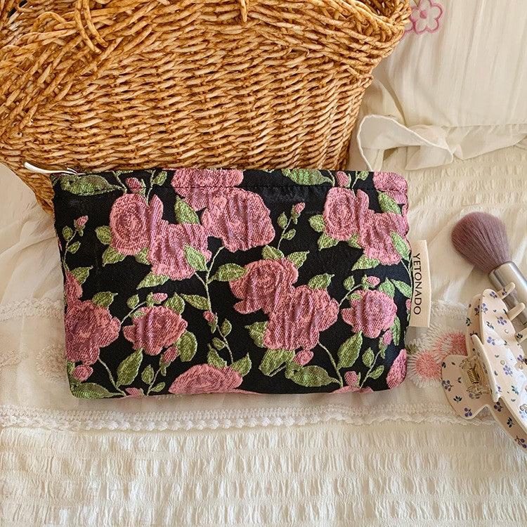 Floral Embroidered Polyester Cosmetic Bag N6K112