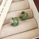 Load image into Gallery viewer, Bright C-Shape  Rim Glazed Half Hoop Stud Earrings N6H103