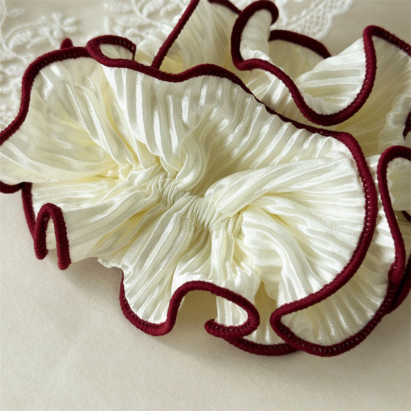 Pleated Contrast Trim Polyester Scrunchie N6K014