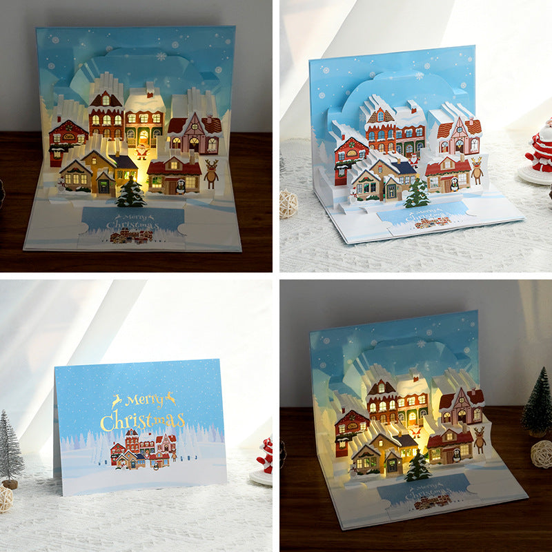 3D Musical Light Up Christmas Street Greeting Card N6K305