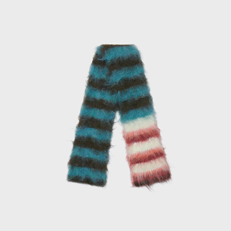 Contrast Stripe Narrow Knit Scarf  M5A093