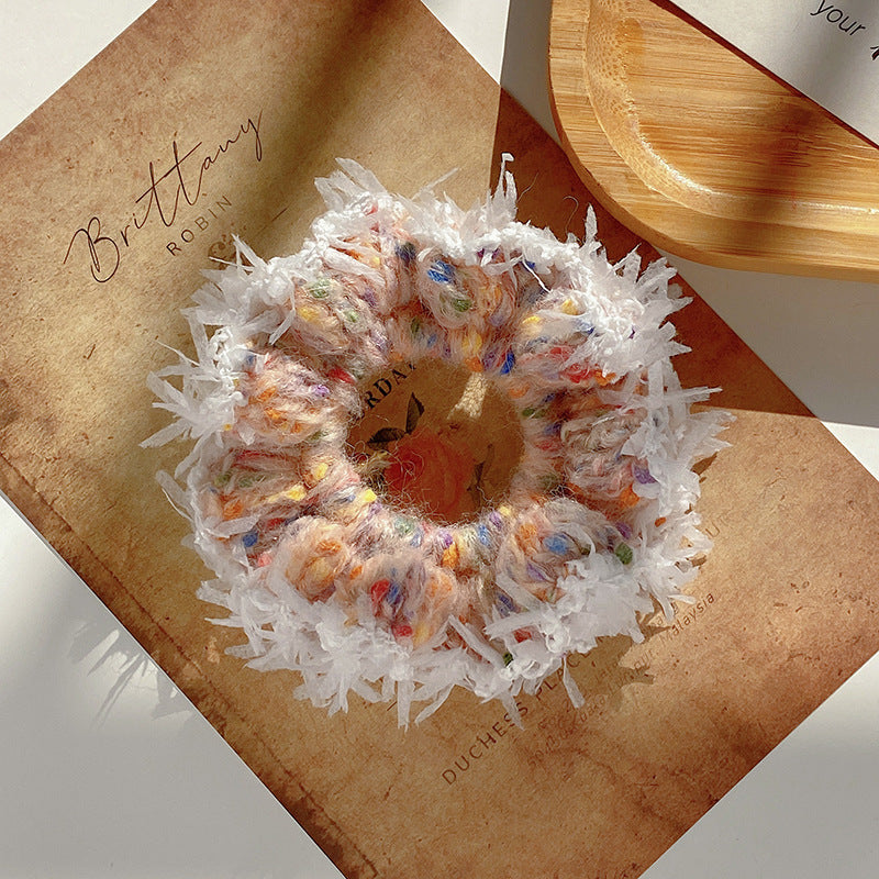 Hand Crocheted Multi Color Continuous Loop Hair Tie S5P435