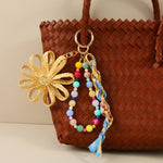 Load image into Gallery viewer, Handwoven Flower Beaded Bag Charm Keychain N6G069