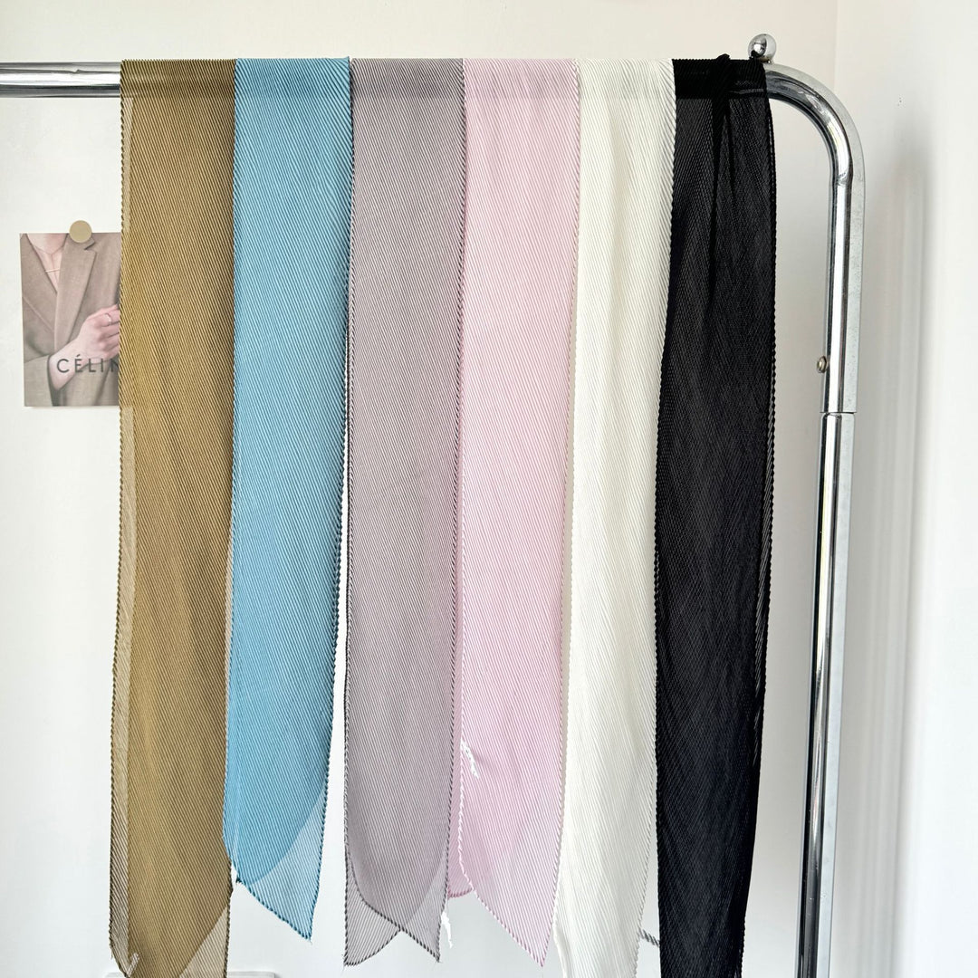 Crinkle Scarf Multi Way Hair Neck Bag Tie Solid Color M5A323