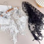 Load image into Gallery viewer, Lace Floral Triangle Scarf Fringe Shawl Women N6H106