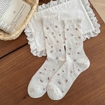 Load image into Gallery viewer, Sweet Floral Lace Trim Mid-Calf Socks Women Cotton N6H027