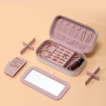 Load image into Gallery viewer, Striped Metal Zipper Jewelry Box Leather Travel Case N6G082