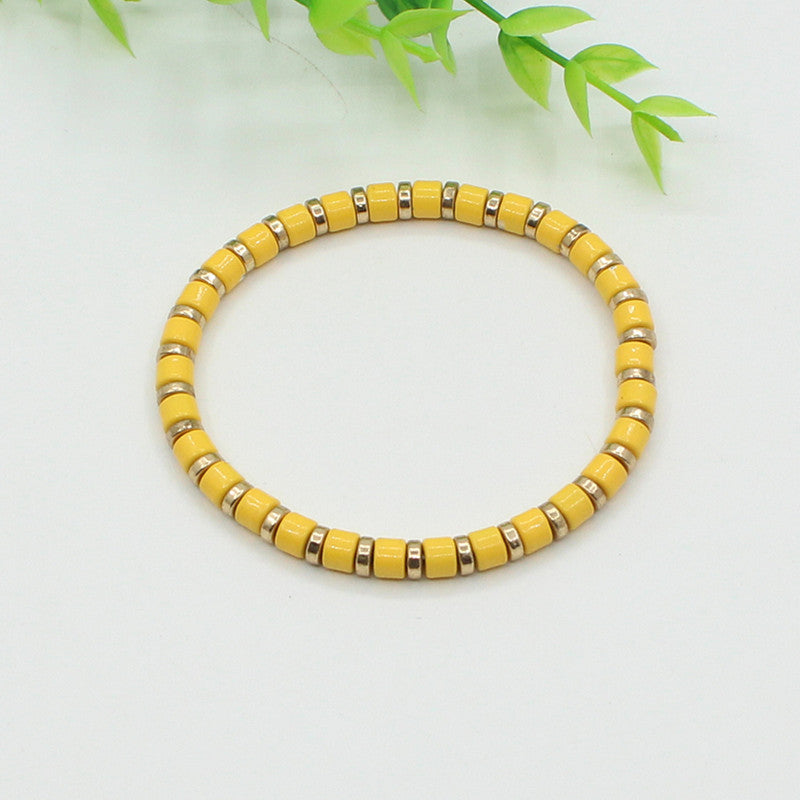 Tube Bead Chain Alloy Vitreous Enamel Rainbow S5P267