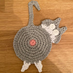 Load image into Gallery viewer, Knitted Cat Butt Coaster Handmade Cotton Mat N6G108