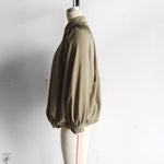 Load image into Gallery viewer, Notched Collar Puff Sleeve Baseball Jacket Women N6A154