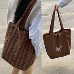 Load image into Gallery viewer, Reversible Wool Blend Tote Dual-Face Construction S5P324