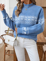 Load image into Gallery viewer, Snowflake Jacquard Half High Collar Knit Sweater N6H261