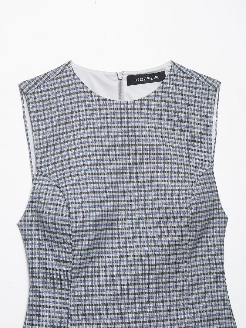 Layered Gingham Dress Women N6D126
