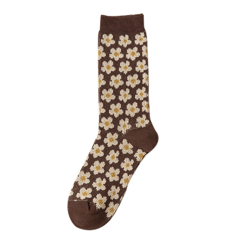 Diamond Pattern Double Knit Cotton Stackable Socks M5A031