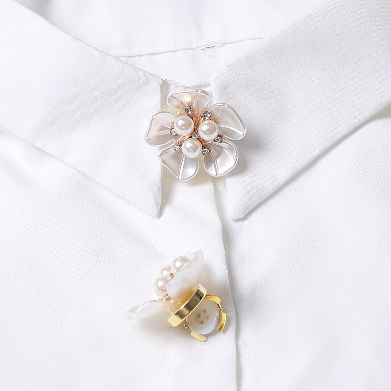 Pearl Gardenia Cuff Link Shirt Stud Detachable N6G076