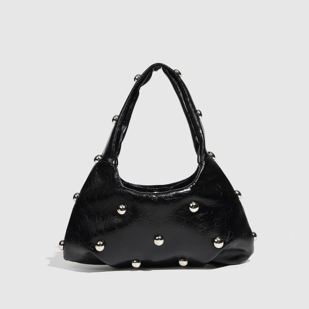 Metallic Finish Structured Pouch with Rivet Accents S5P466