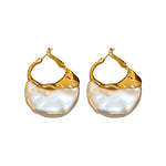 Load image into Gallery viewer, Faux Pearl Bag Shape Silver Stud Earrings Geometric N6H153