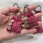 Load image into Gallery viewer, Rustic Woven Cotton Hand Stitch Mini Bag Charm Pin N6G018