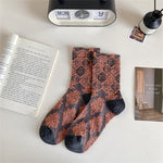 Load image into Gallery viewer, Contrast Floral Cotton Mid Calf Socks  M5A073
