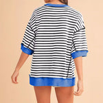 Load image into Gallery viewer, StripeContrast MidSleeve Sweater Lightweight N5A159
