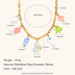 Load image into Gallery viewer, Multicolor Fish Pendant Chain Steel Gold Plated S5P213