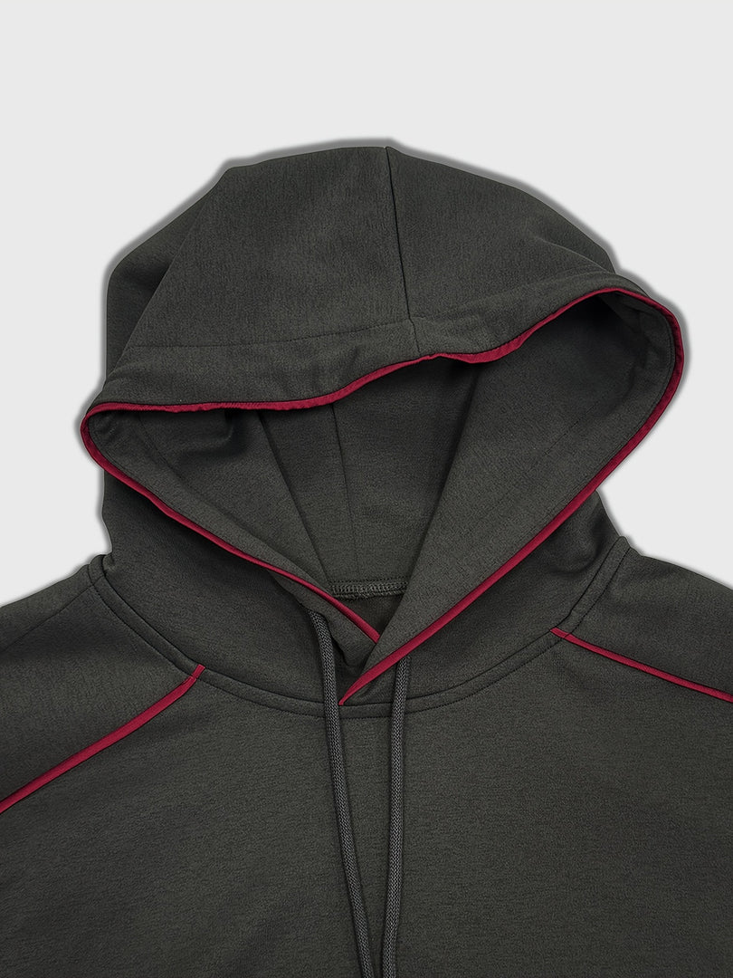 Dark Grey Color Block Hoodie Sweatshirt and Pant Set N6D101