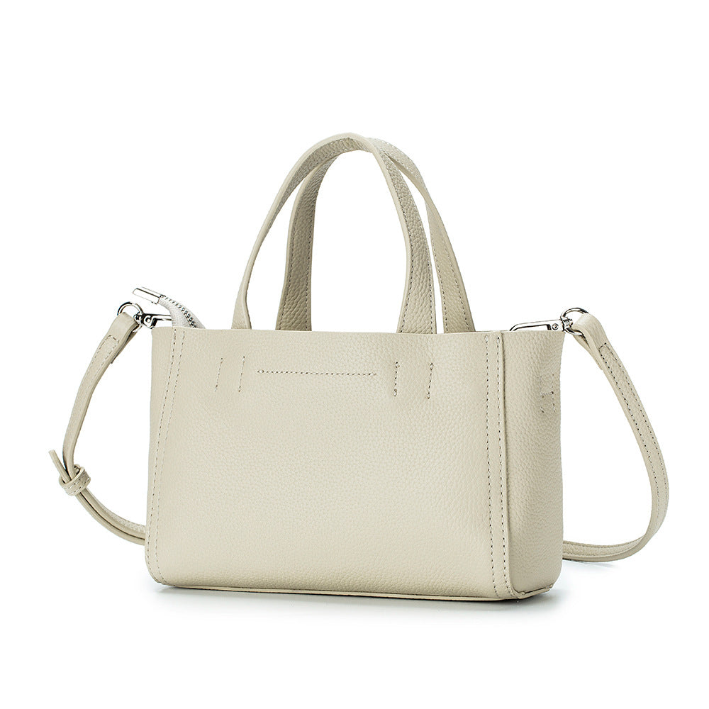 Genuine Leather Top Handle Bag Square Mini Tote N6F111