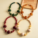 Load image into Gallery viewer, Womens Vintage Marbled Oval Acrylic Beaded Necklace N6K183
