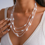 Load image into Gallery viewer, Vintage Multi-Layer Pearl Glass Bead Choker Necklace N6H146