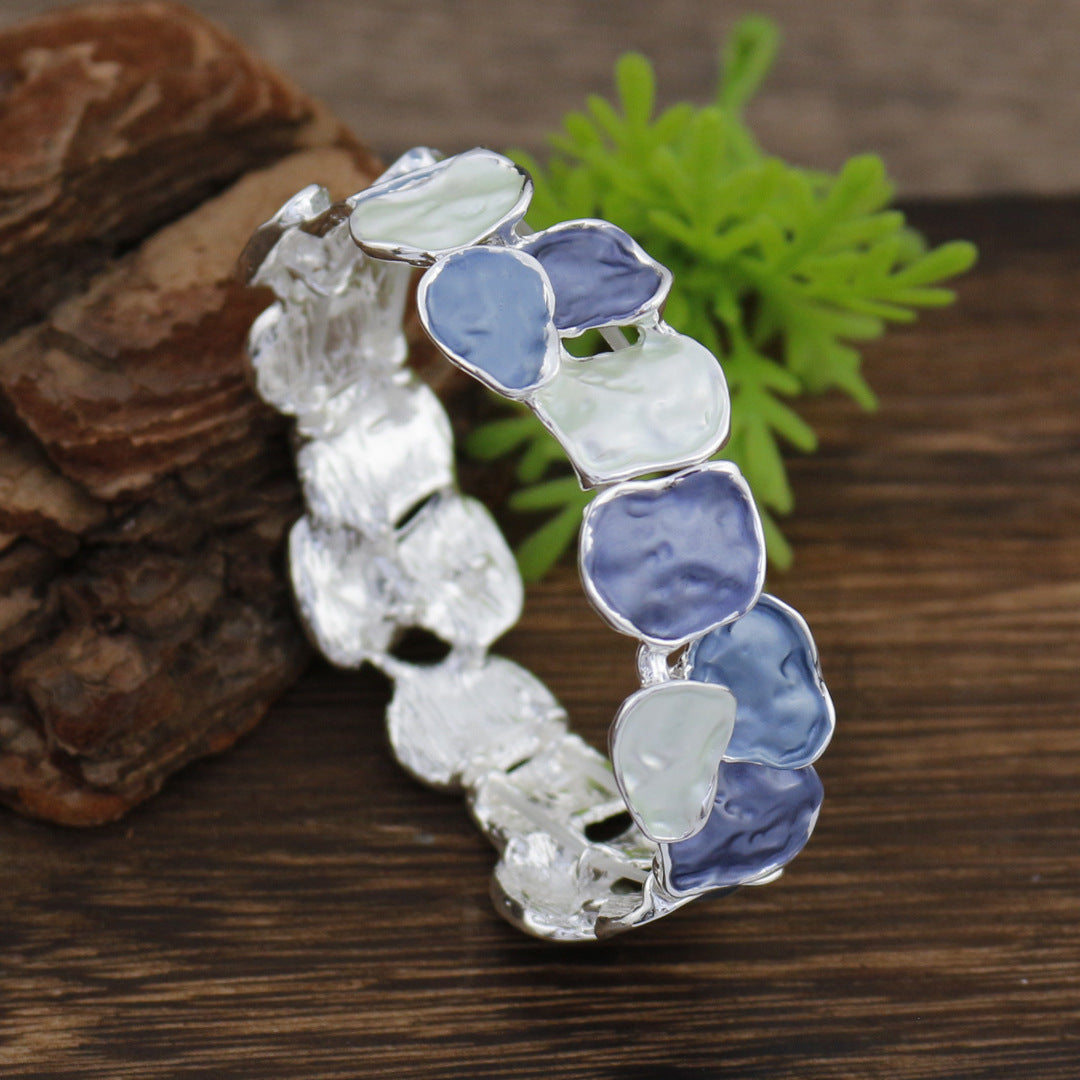 Enamel Square Geometric Stretch Bangle Women N6C218