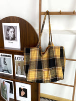 Load image into Gallery viewer, Women's Plaid Wool Tote Shoulder Bag N6J183