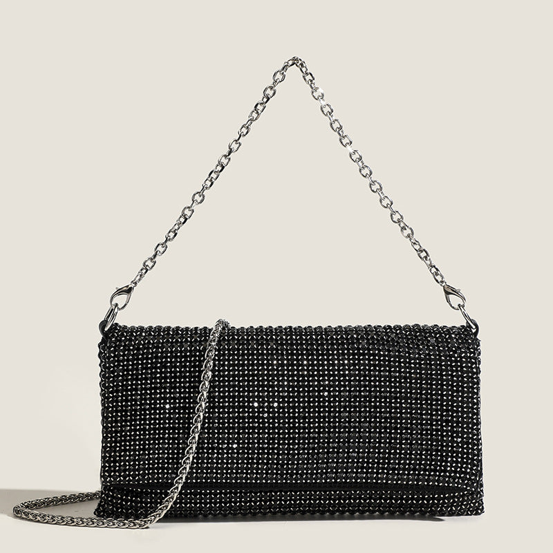 Crystal Embellished Shoulder Bag PU Poly Cotton S5P318